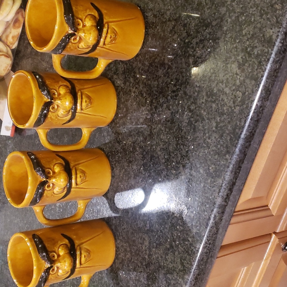 Vintage mustache mugs set of 4
